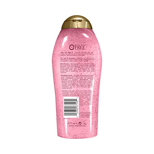 OGX Pink Sea Salt & Rosewater Gentle Soothing Body Scrub, Light Exfoliating Body Wash, Sulfate-Free, 19.5 Ounce, 1.0 Count