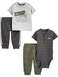 Simple Joys by Carter's Baby Boys' 4-Piece Bodysuit, Top, and Pant Set, Dinosaur