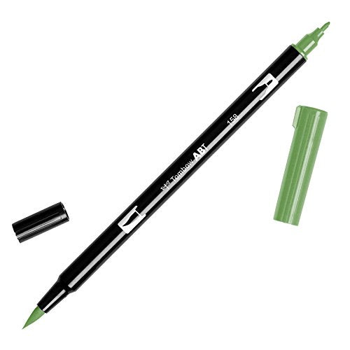 Tombow Dual Brush Pen Art Marker, 158 - Dark Olive, 1-Pack