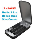 2PCS Pre Rolled Cones Case - Sleek, Lightweight Holder Case, Portable Blank Cigarette Case, Roach Holder, Black for 3 Full-Size Cones Container – Smoking Accessories by Greensadi