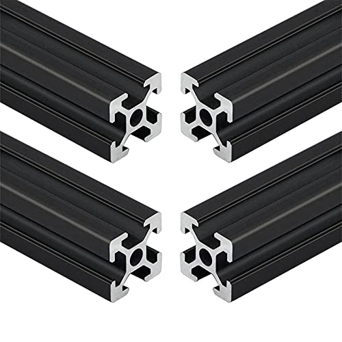 4pcs 150mm T Slot 2020 Aluminum Extrusion European Standard Anodized Linear Rail for 3D Printer Parts and CNC DIY Black(5.9inch)