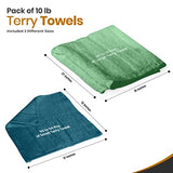 Nabob Wiper Terry Rags 10lb Bulk Color Towel Rag Multipurpose Mixed Sizes 100% Cotton Cleaning Solution for Shops, Garages, Restaurants, Home, Bars