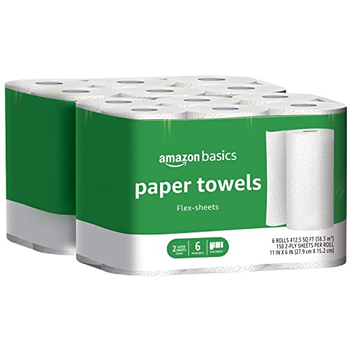 Amazon Basics 2 Ply Paper Towel - Flex-Sheets - 12 Value Rolls (Previously Solimo)