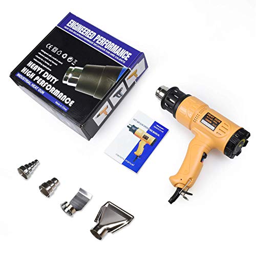 SEEKONE Heat Gun 1800W Heavy Duty Hot Air Gun Kit Variable Temperature Control with 2-Temp Settings 4 Nozzles 122℉~1112℉（50℃- 600℃）with Overload Protection for Crafts, Shrinking PVC, Stripping Paint