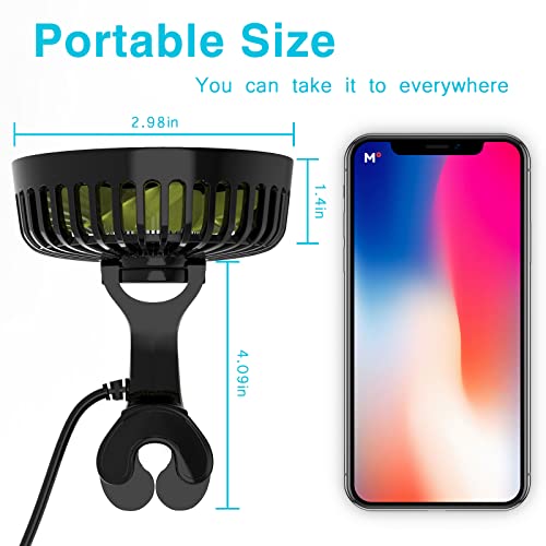 Automobile Cooling Fan for Backseat Portable Car Fan: 3 Speed Strong Wind 5V Mini Ceiling Fan with USB Plug Powerful Quiet Ventilation clip on fan Personal Fan for SUV, RV, Baby Stroller ,Vehicles