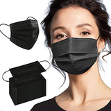Face Mask 100PCS Adult Black Disposable Masks 3-Layer Filter Protection Breathable Dust Masks with Elastic Ear Loop for Men Women