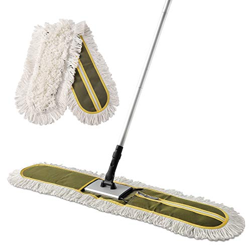 CLEANHOME 36" Commercial Dust Mops for Floor Cleaning Heavy Duty Floor Duster Mop with Long Handle Hotel Gym Household Cleaning Supplies for Hardwood, Tiles, Marble Floors,Green
