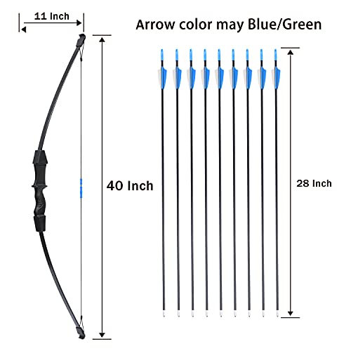 Procener 45" Bow and Arrow Set for Kids Archery Beginner Gift Recurve Bow Kit with 9 Arrows 2 Target Face 18 Lb for Teen Outdoor Sports Game Hunting Toy