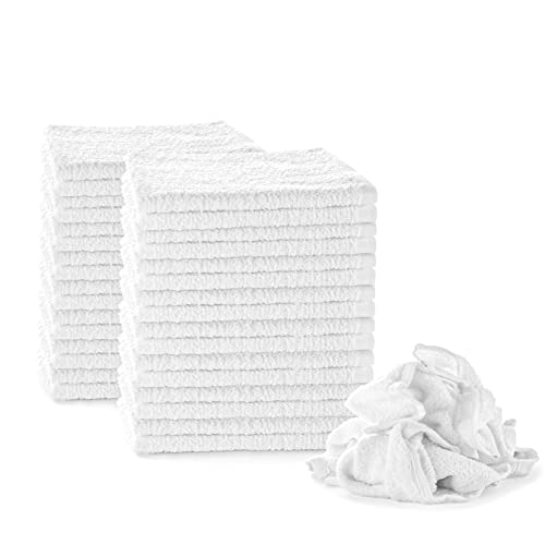 Nabob Wiper Terry Rags 2lb Bulk White Towel Rag Multipurpose Mixed Sizes 100% Cotton Cleaning Solution for Shops, Garages, Restaurants, Home, Bars