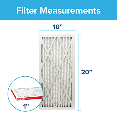 Filtrete 10x20x1, AC Furnace Air Filter, MPR 1000, Micro Allergen Defense, 4-Pack (exact dimensions 9.81 x 19.81 x 0.81)