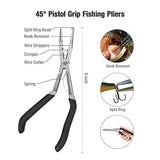 Mossy Oak 4pc Fishing Tool Kit - Pistol Grip Fishing Pliers, Fish Fillet Knife, Fishing Gripper, Line Snip, Fly Fishing Retractor with Retractable Lanyard