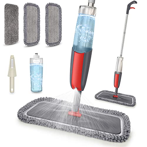 Spray Mops for Floor Cleaning Microfiber Floor Mops with 3 Washable Reusable Pads,A Refillable Bottle and Scrubber Dry Wet Flat Mop with Sprayer for Hardwood Laminate Wood Ceramic Tiles Floor Cleaning