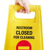 Caution Wet Floor and Restroom Closed for Cleaning Bilingual Floor Signs - Double-Sided, High-Visibility Yellow Notice with Message in English and Spanish - Housekeeping and Janitorial Supplies (2-Pack)