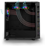Gelid Solutions Black Diamond Gaming PC Case - ATX ITX Mid-Tower, 4 ARGB Stella Fans, Cable Management, Tempered Glass, USB 3.0 Ports, Black