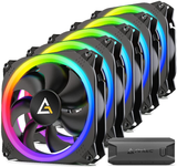 Antec RGB Fans, PC Fans 120Mm RGB Fans, 5V-3PIN Addressable RGB Fans, Motherboard SYNC with 5V-3PIN, 120Mm Fan 5 Packs with Controller, Prizm Series RGB Fans