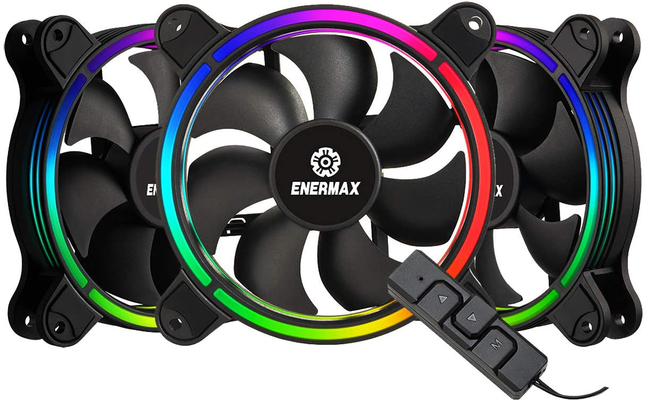 Enermax T.B. RGB AD Edition 3 Pack of 120Mm PWM Case Fan; Unique 4-Ring Addressable RGB Lighting Sync via Motherboard/Rgb Control Box; UCTBRGBA12P-BP3