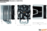 Be Quiet! BK005 Shadow Rock 3 White, CPU Cooler, 190W TDP, Decoupled Silent Shadow Wings2 120Mm PWM High-Speed Fan, Asymmetrical Construction Avoids Blocking Memory Slots