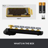Logitech POP Keys Mechanical Wireless Keyboard with Customizable Emoji Keys, Durable Compact Design, Bluetooth or USB Connectivity, Multi-Device, OS Compatible - Blast Yellow