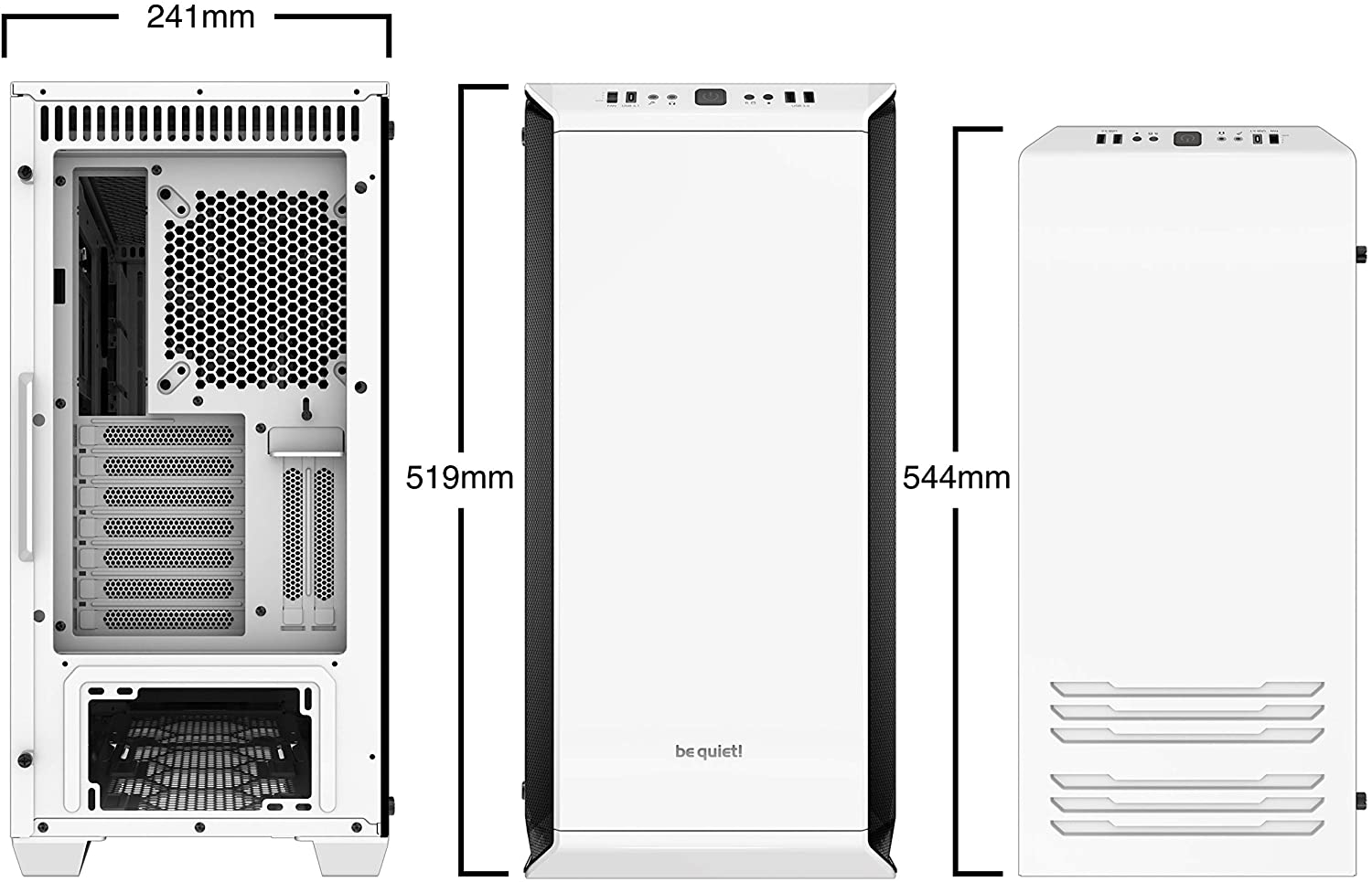 Be Quiet! Dark Base 700 White Edition, BGW33, Limited, Midi Tower ATX, 2 Pre-Installed Fans, RGB Leds, Tempered Glass Window