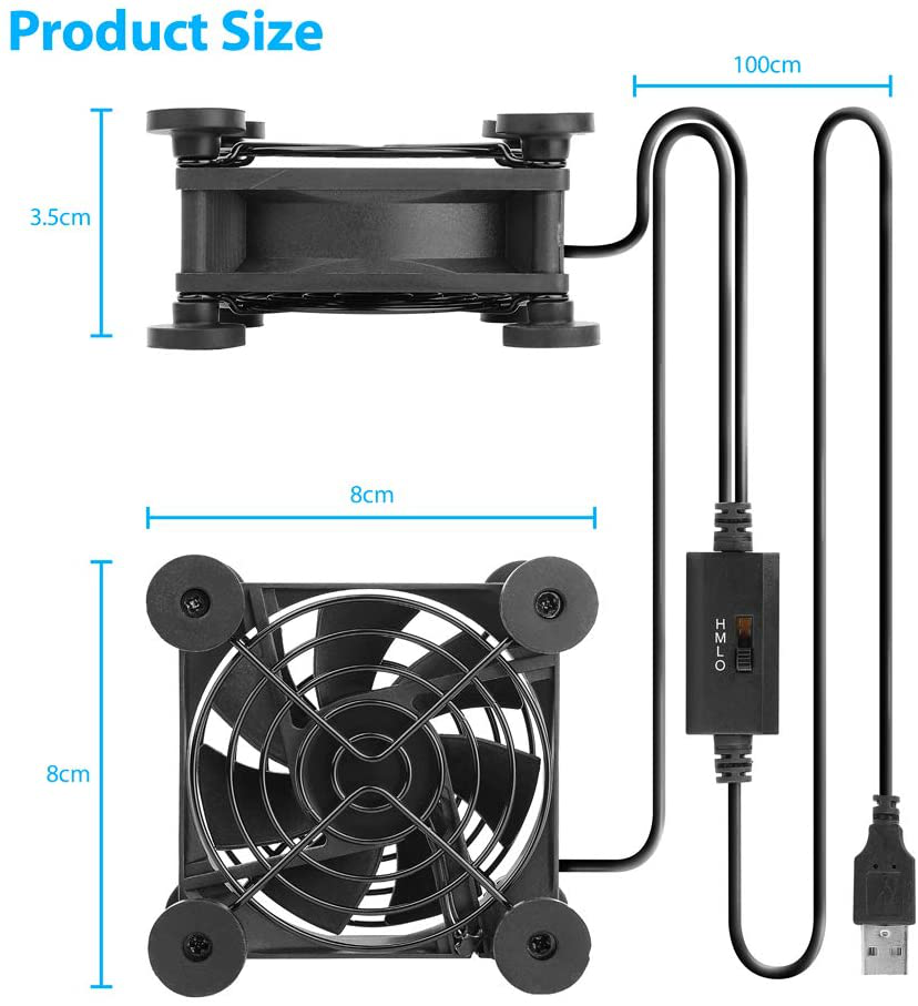 ANEXT Quiet Dual 80Mm Computer Fan Case Fan, for Receiver DVR Playstation Xbox Computer Cabinet Cooling,Usb-A,Anext Series