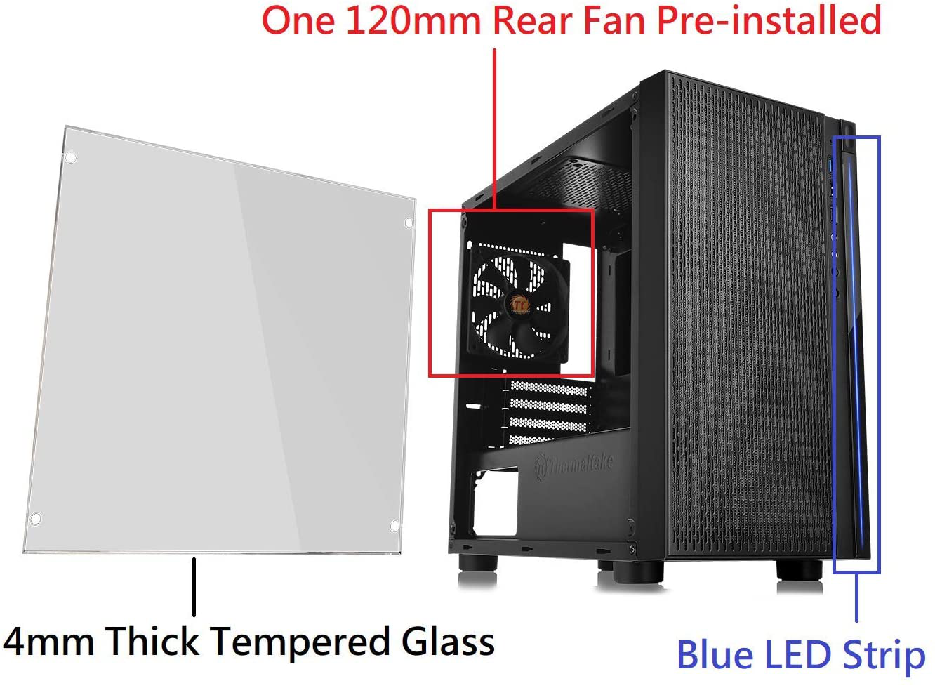 Thermaltake Versa H18 Tempered Glass Black Spcc Micro ATX Gaming Computer Case CA-1J4-00S1WN-01