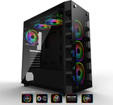 Gelid Solutions Black Diamond Gaming PC Case - ATX ITX Mid-Tower, 4 ARGB Stella Fans, Cable Management, Tempered Glass, USB 3.0 Ports