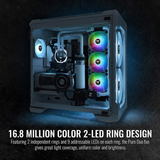 Thermaltake Pure Duo 120Mm 16.8 Million RGB Color 5V ARGB Motherboard Sync 2 Light Rings 18 Addressable LED 9 Blades Hydraulic Bearing White Case/Radiator Fan CL-F097-PL12SW-B