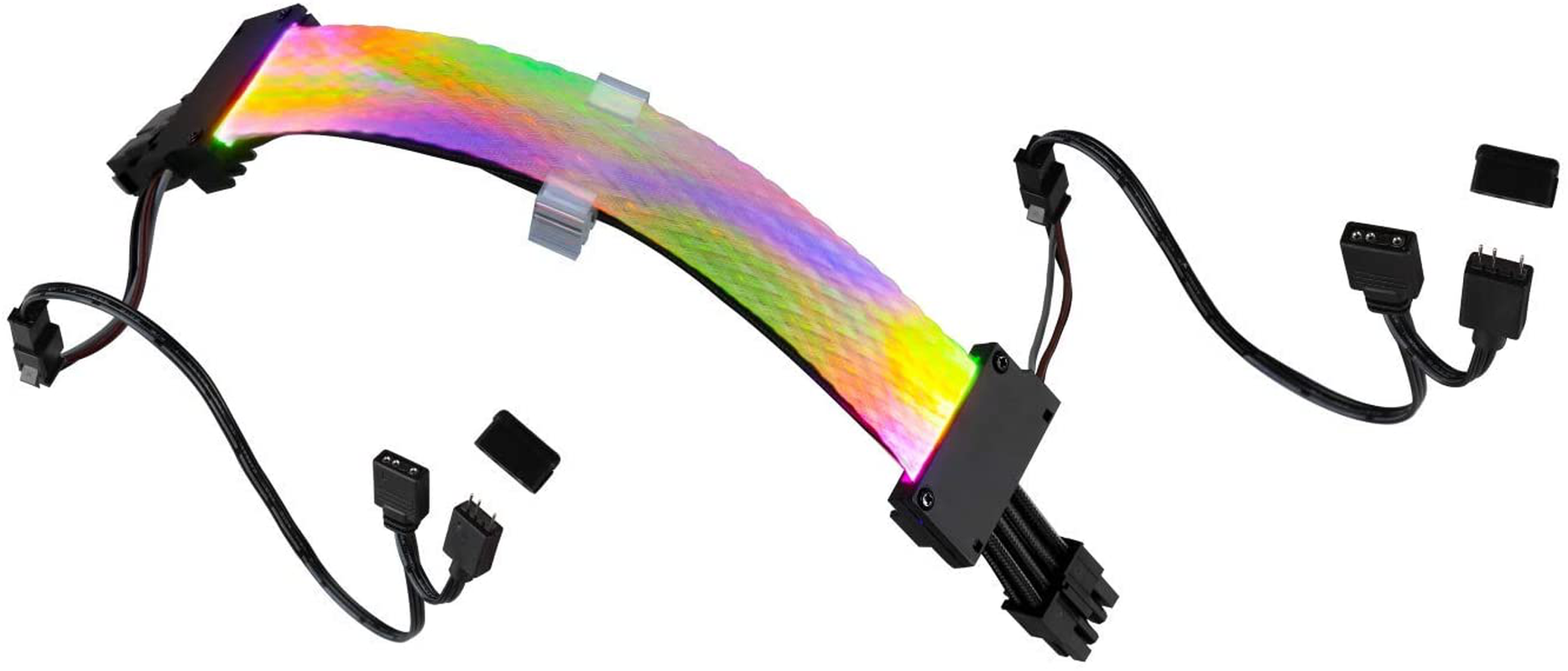 Gelid Solution Astra ARGB Extension 2X8-Pin (6+2) ATX Cable – Braided Fiber-Optic Cover – Dual-Side RGB Lighting – 24/16 Ultra-Bright Leds