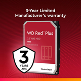 Western Digital 3TB WD Red plus NAS Internal Hard Drive HDD - 5400 RPM, SATA 6 Gb/S, CMR, 128 MB Cache, 3.5" -WD30EFZX