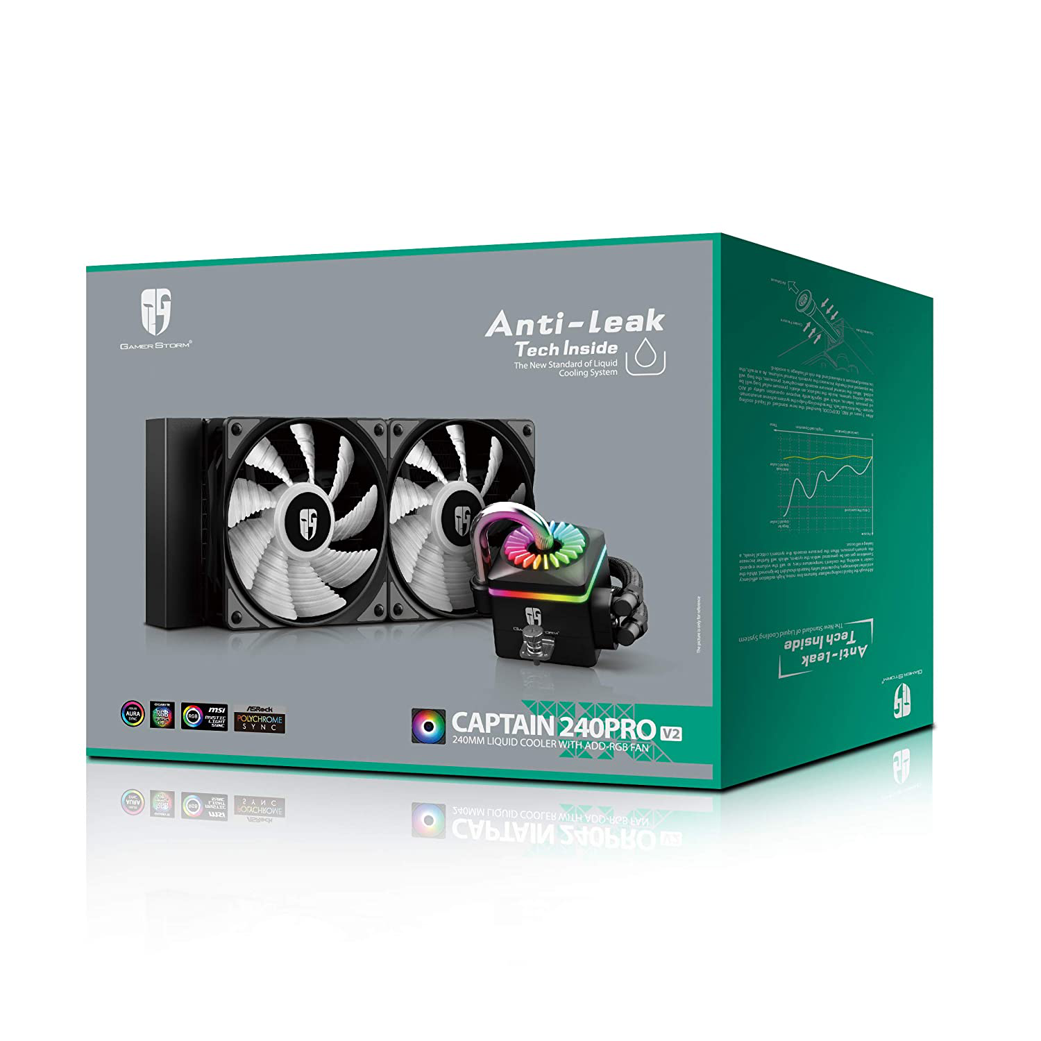 DEEPCOOL Captain 240PRO V2, ADD-RGB AIO CPU Liquid Cooler, Anti-Leak Tech Inside, Stainless Steel U-Shape Pipe, Cable Controller and Motherboard with 5V 3-Pin A-RGB Header Control, 3-Year Warranty