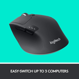 Logitech M720 Triathalon Multi-Device Wireless Mouse – Easily Move Text, Images and Files between 3 Windows and Apple Mac Computers Paired with Bluetooth or USB, Hyper-Fast Scrolling, Black