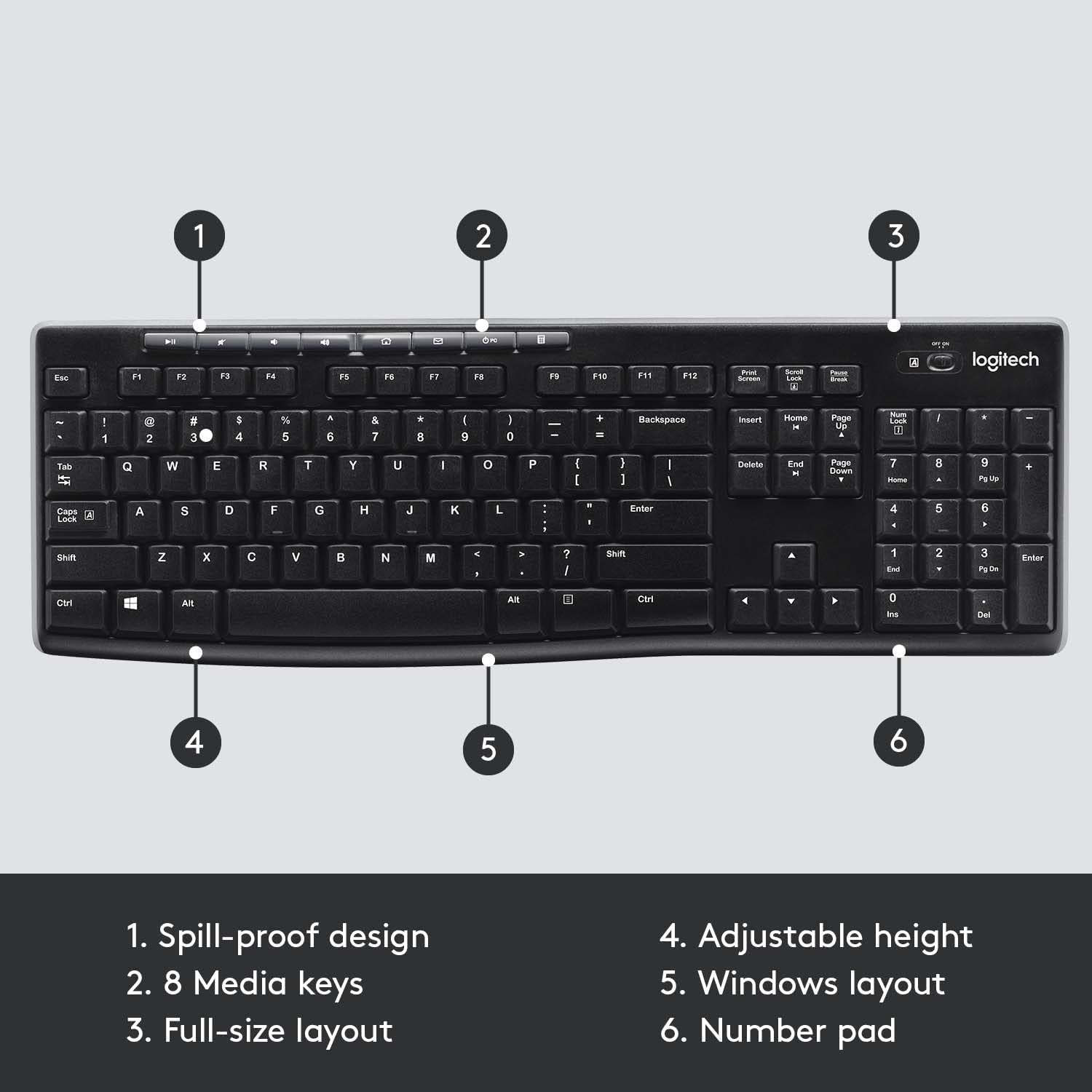 Logitech Wireless Keyboard K270 with Long-Range Wireless
