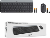 Logitech MK470 Slim Wireless Keyboard and Mouse Combo - Low Profile Compact Layout, Ultra Quiet Operation, 2.4 Ghz USB Receiver with Plug and Play Connectivity, Long Battery Life - Graphite