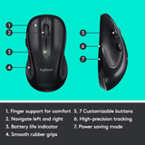 Logitech M510 Wireless Computer Mouse – Comfortable Shape with USB Unifying Receiver, with Back/Forward Buttons and Side-To-Side Scrolling, Dark Gray