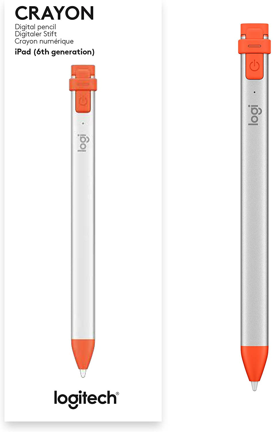 Logitech Crayon Digital Pencil for Ipad Pro 12.9-Inch (3Rd Gen), Ipad Pro 11-Inch, Ipad (6Th, 7Th, 8Th and 9Th Gen), Ipad Air (3Rd and 4Th Gen), Ipad Mini 5, Ios 12.2 and above - Orange