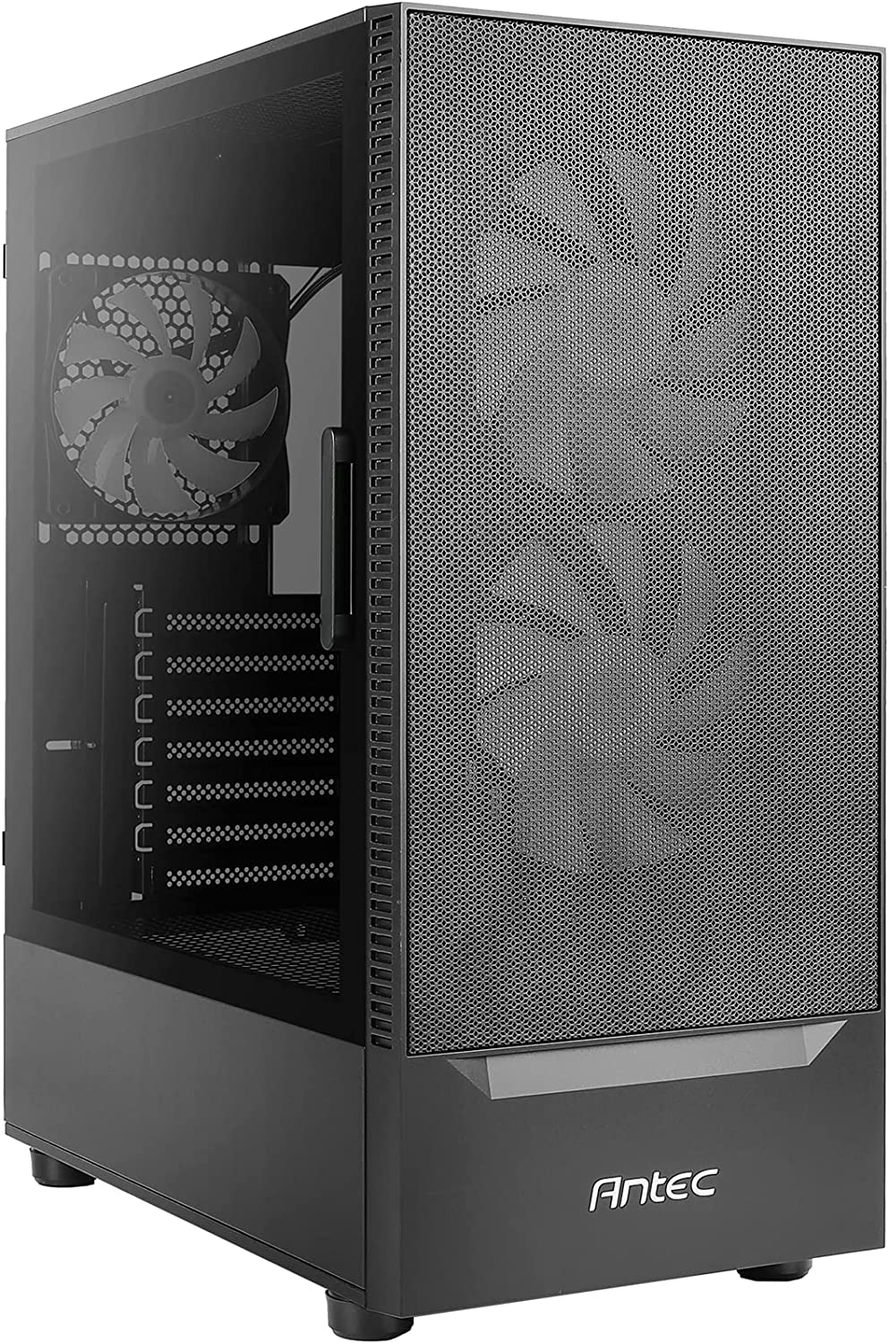 Antec NX410 ATX Mid-Tower Case, Tempered Glass Side Panel, Full Side View, Pre-Installed 2 X 140Mm in Front & 1 X 120 Mm RGB Fans in Rear, Black (9734087000)