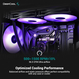 DEEPCOOL RF120 3In1 3X120Mm RGB LED PWM Fans with Fan Hub and Extension, Compatible with ASUS Aura Sync