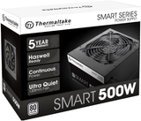 Thermaltake Smart 500W 80+ White Certified PSU, Continuous Power with 120Mm Ultra Quiet Cooling Fan, ATX 12V V2.3/EPS 12V Active PFC Power Supply PS-SPD-0500NPCWUS-W