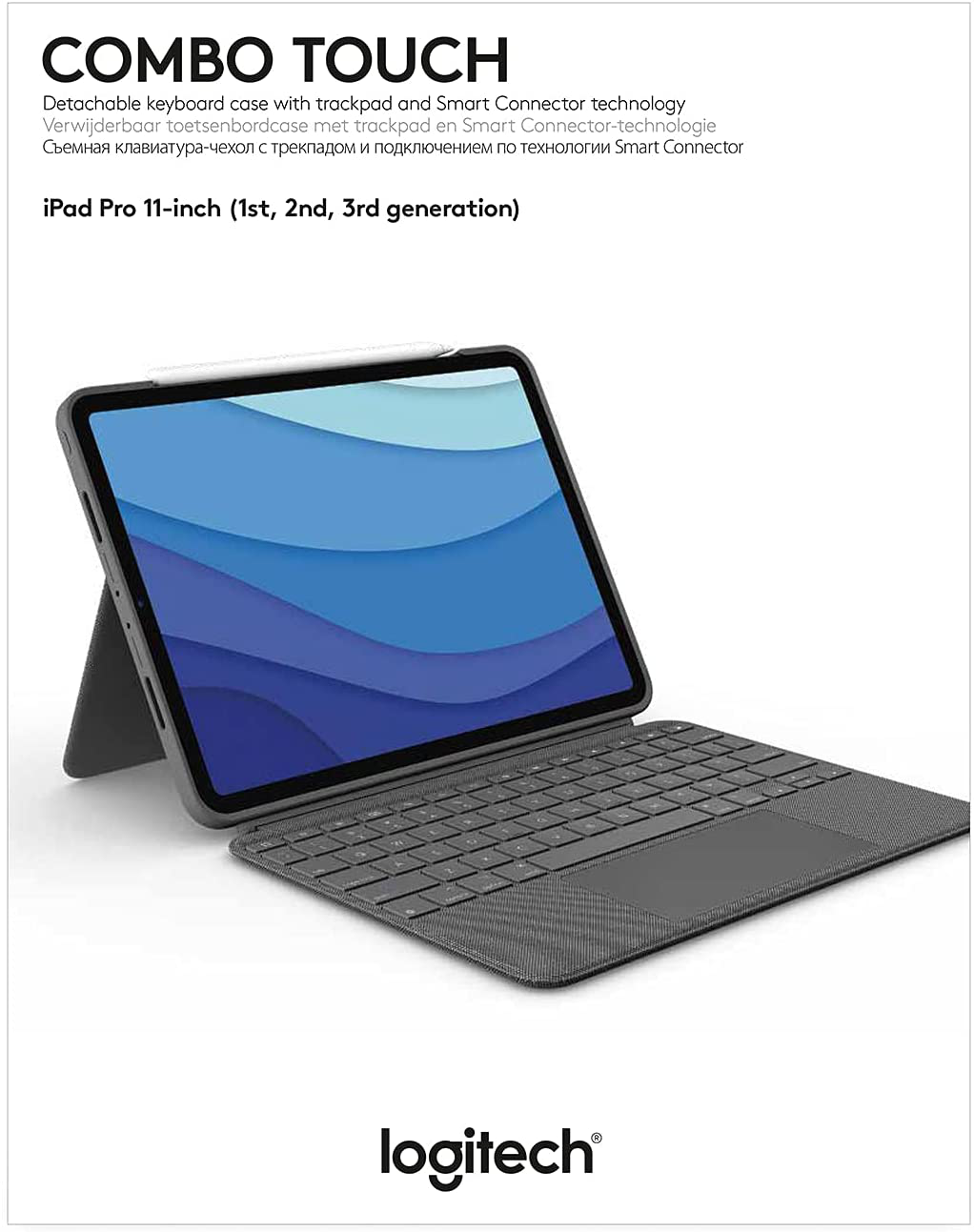 Logitech Combo Touch Ipad Pro 11-Inch (1St, 2Nd, 3Rd Gen - 2018, 2020, 2021) Keyboard Case - Detachable Backlit Keyboard, Click-Anywhere Trackpad, Smart Connector - Oxford Gray; USA Layout