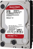 Western Digital 3TB WD Red plus NAS Internal Hard Drive HDD - 5400 RPM, SATA 6 Gb/S, CMR, 128 MB Cache, 3.5" -WD30EFZX