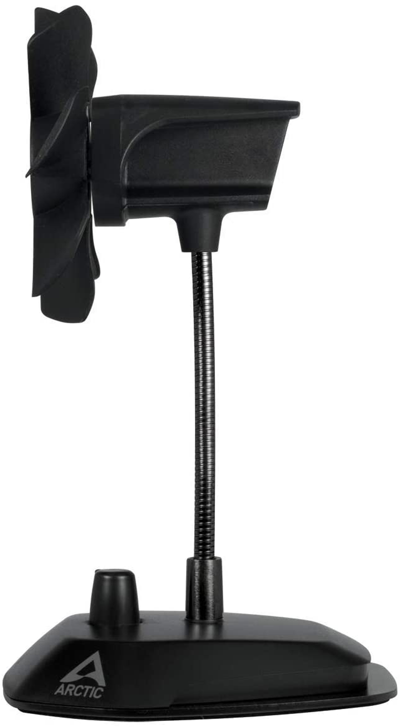 ARCTIC Breeze - USB Desktop Fan with Flexible Neck and Adjustable Fan Speed, Portable Desk Fan for Home, Office, Silent USB Fan, Fan Speed: 800–1800 RPM - Black