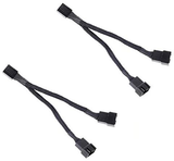 Jbtek All Black Sleeved PWM Fan Splitter Cable 1 to 2 Converter, 2 Pack