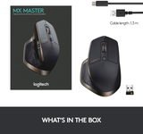 Logitech MX Master Wireless Mouse – High-Precision Sensor, Speed-Adaptive Scroll Wheel, Easy-Switch up to 3 Devices - Meteorite Black