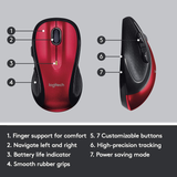 Logitech M510 Wireless Computer Mouse – Comfortable Shape with USB Unifying Receiver, with Back/Forward Buttons and Side-To-Side Scrolling - Red