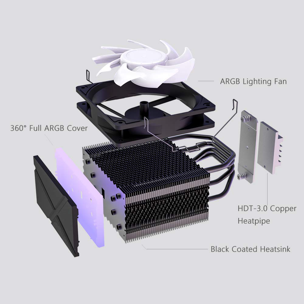 ID-COOLING SE-234-ARGB CPU Cooler AM4 CPU Cooler 5V Addressable RGB Cooler 4 Heatpipes CPU Air Cooler 120Mm PWM Fan, Intel/Amd