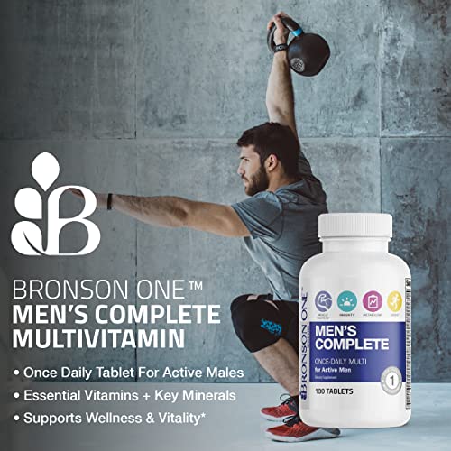 Bronson ONE Daily Men’s Complete Multivitamin Multimineral Once-Daily Multi for Active Men, 180 Tablets