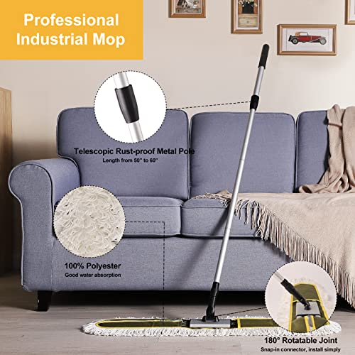 CLEANHOME 36" Commercial Dust Mops for Floor Cleaning Heavy Duty Floor Duster Mop with Long Handle Hotel Gym Household Cleaning Supplies for Hardwood, Tiles, Marble Floors,Green