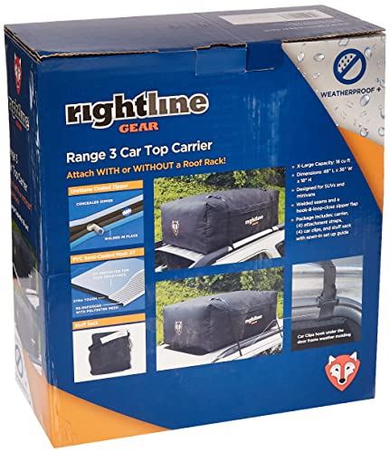 Rightline Gear Range 3 Car Top Carrier, 18 cu ft, Weatherproof +, Attaches With or Without Roof Rack