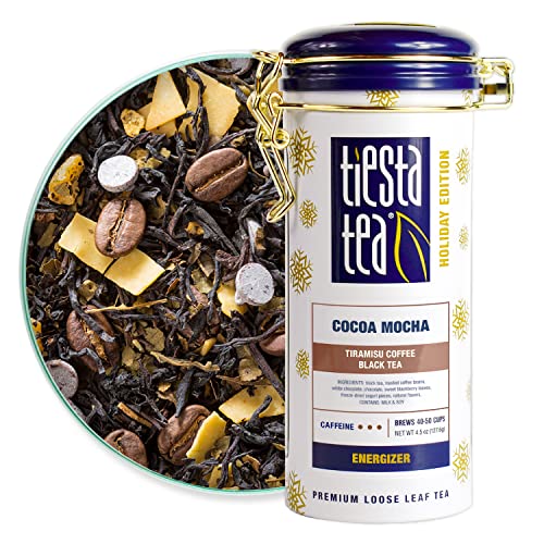 Tiesta Tea - Cocoa Mocha, Loose Leaf Tiramisu Coffee Black Tea, High Caffeine, Hot & Iced Tea, 4.5 oz Tin - 50 Cups, Natural Flavored, Black Tea Loose Leaf Blend