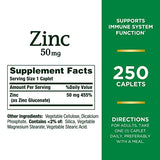 Nature’s Bounty Zinc 50mg, Immune Support & Antioxidant Supplement, Promotes Skin Health 250 Caplets